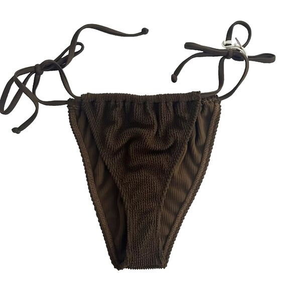 Good American Always Fits Tiny Ties Bikini Bottoms  Mocha Brown 3/4 L-XL - Picture 1 of 5